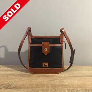 Dooney & Bourke Wayfarer Letter Carrier Black Nylon Leather Trim Crossbody Bag